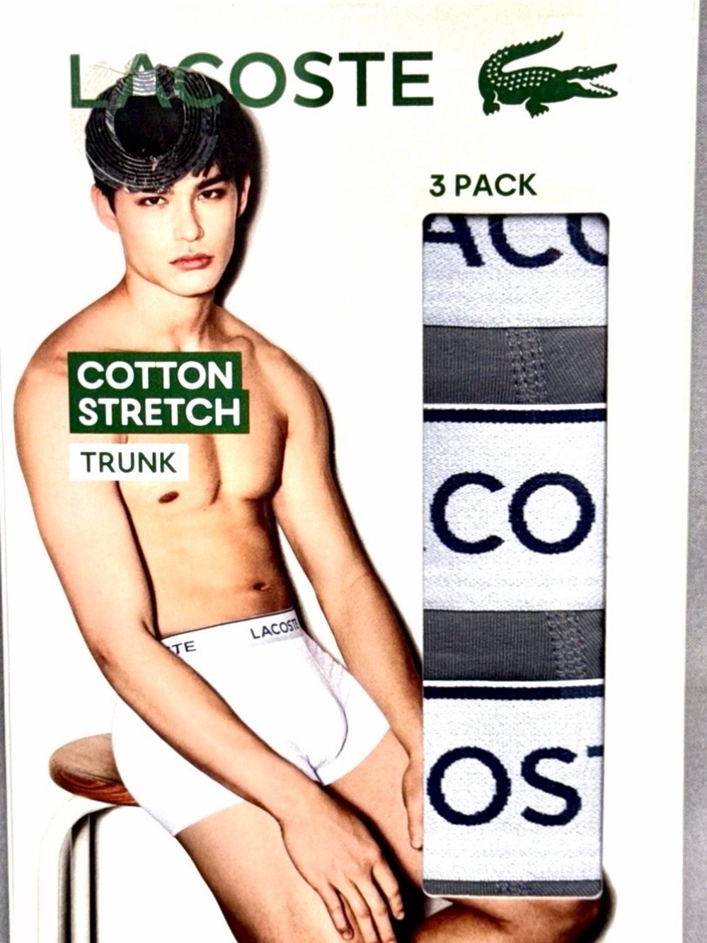 Lacoste 3 Pack Men’s Cotton Stretch Boxer Briefs Trunk Style. Size XL.  NEW